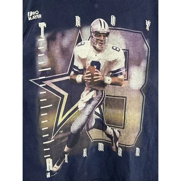 Vintage 90s NFL Dallas Cowboys Troy Aikman Tee - Picture 2 of 6